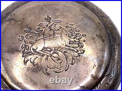Vtg. Henry Beguelin Locle Pocket Watch in LargeSterling Silver Case etched Dog