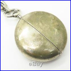 Vtg Italy Gucci 925 Sterling Silver Pocket Watch Case Heavy Chain Necklace 30