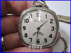 WALTHAM 15J MENS GOLD FANCY FILLED CASE running Pocket Watch WITH CHAIN @ KNIFE