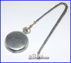 WALTHAM USA 1910 English Sterling Silver CASE Hunter Pocket Watch & Fob Chain