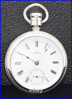 WALTHAM Wm Ellery 18s 11j Mod 1879 Pocket Watch in EZRA E. C. FITCH Silver Case