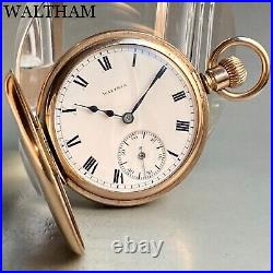 WALTHAM vintage pocket watch 1905 hunter case manual winding from Japan