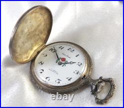 WORKING! Antique Hunting Case Pocket Watch 16S 17J Silver Color Embossed NICE