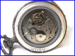 WORKING! Antique Hunting Case Pocket Watch 16S 17J Silver Color Embossed NICE