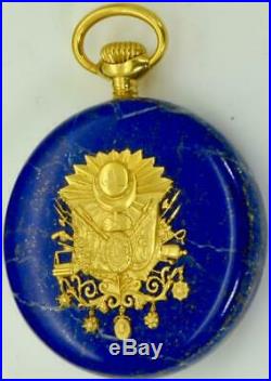 WOW! The personal watch of Sultan Mehmed V. Carved Lapis-Lazuly stone case Zenith