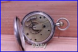 WRIGHT & CRAIGHEAD #8564 ENGLISH LEVER MEN'S POCKET WATCH SILVER CASE 49.8mm(HQ)