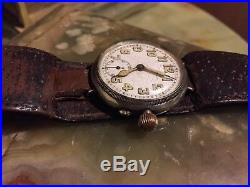 WW1 RAF 1918 Military Authentic Trench Watch Rare Borgel Case Leather Strap