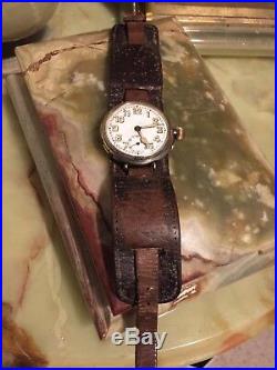 WW1 RAF 1918 Military Authentic Trench Watch Rare Borgel Case Leather Strap