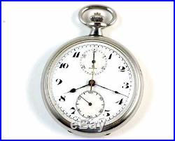 WWII Omega Chronograph Pocket Watch in Staybrite Steel Case 1938-39