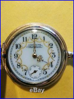 Waltham 0S. (1898) 7 jewels fancy dial 14K. Gold filled hunter case restored