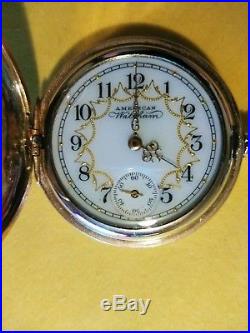 Waltham 0S. (1898) 7 jewels fancy dial 14K. Gold filled hunter case restored