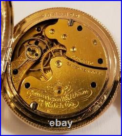 Waltham 0S. Seaside 7J. Extra fancy dial 14K gold filled hunter case (1899)