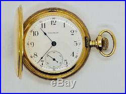 Waltham 14k Solid Gold Pocket Watch 1896 Hunter Case Size 16 Immaculate
