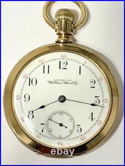 Waltham 16s Riverside Pocket Watch 14k Gf Fahys Monarch Coin Edge Case Runs