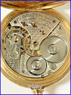 Waltham 16s Riverside Pocket Watch 14k Gf Fahys Monarch Coin Edge Case Runs