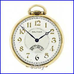 Waltham 17j Pocket Watch with Digital Seconds in 14k Gold Open Face Keystone Case