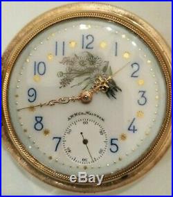 Waltham 18S. 17 jewel super fancy dial (1907) grade 825 14K. G. F. Hunter case