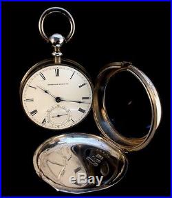 Waltham 18s 15 Jewel Key wind Key set Rarer Silver Hinged Pair Case Extra Fine
