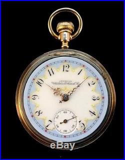 Waltham 18s 17Jewel Pocket watch Extra Fancy Dial Eagle Engraved Case Extra Fine