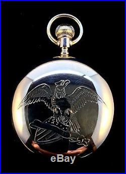 Waltham 18s 17Jewel Pocket watch Extra Fancy Dial Eagle Engraved Case Extra Fine