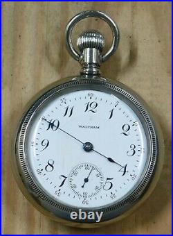 Waltham 18s pocket watch display case runs great 1905 d283