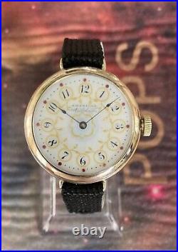 Waltham 1900 Fancy Mint Dial Wadsworth Wire Lug Case 0s Vintage Wrist Watch