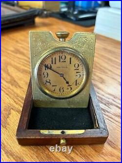 Waltham 1908 Travel Desk Pocket Watch withWood Case