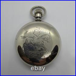 Waltham 21J Adjusted Crescent St 18s Horse Theme Case Railroad Pocket Watch Runs