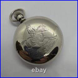 Waltham 21J Adjusted Crescent St 18s Horse Theme Case Railroad Pocket Watch Runs