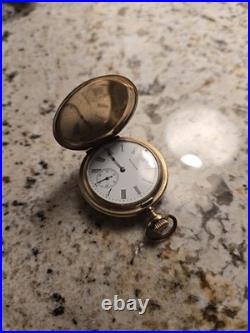 Waltham 6-Size Hunter Case Pocket Watch Gold Filled, Super Clean & Running
