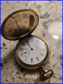 Waltham 6-Size Hunter Case Pocket Watch Gold Filled, Super Clean & Running