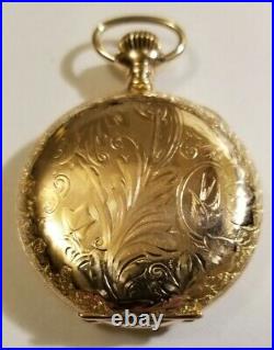 Waltham 6 size 11 jewel mint fancy dial (1892) Super nice 14K G. F. Hunter case