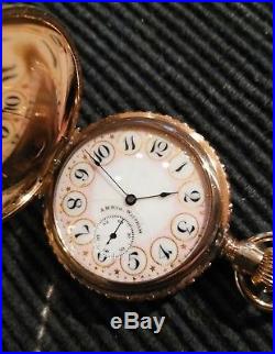 Waltham 6 size. Great fancy dial 7 jewels gold filled hunter case restored
