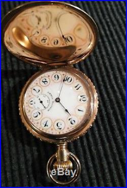 Waltham 6 size. Great fancy dial 7 jewels gold filled hunter case restored