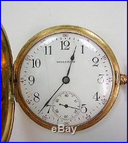 Waltham 7J 16S 14K YG Model 1908 Hunting Case Pocket Watch Grade #610 85.8 grams