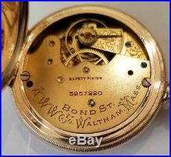 Waltham 7 jewel bond st. Great fancy dial super 14K of case