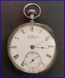 Waltham 7j Pocket Watch 18s Model 1883 Grade 1 Coin Silver 90% Pair Case Working