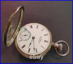 Waltham 7j Pocket Watch 18s Model 1883 Grade 1 Coin Silver 90% Pair Case Working