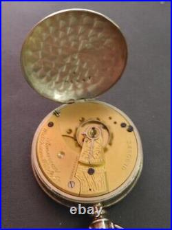 Waltham 7j Pocket Watch 18s Model 1883 Grade 1 Coin Silver 90% Pair Case Working