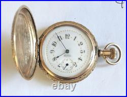 Waltham American Essex Tri Color Hunter Case Watch 15 Jewels Mint Dial G. F