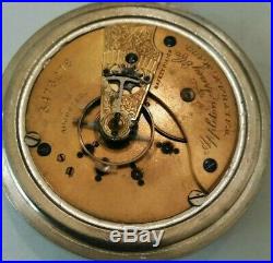 Waltham Appleton Tracy 18S. Fancy dial 15 jewels adjusted (1888) silveroid case