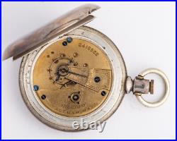 Waltham Broadway Pocket Watch in Coin Silver No. 1 Case Key Wind Key Set
