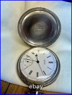 Waltham Chronograph 1886 14S Pocket Watch Coin Case Running
