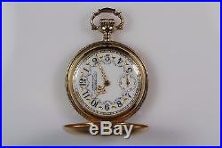 Waltham Fancy Dial Solid 14k Gold Pocket Watch with ornate case. 99 start