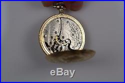 Waltham Fancy Dial Solid 14k Gold Pocket Watch with ornate case. 99 start