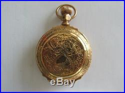 Waltham Gold Box Hinge Case Columbus, Model 2, 18 Size Pocket Watch Fancy Dial