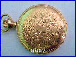 Waltham Hunter Case Pocket Watch 14K Gold Plated Antique 1902