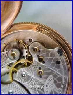 Waltham Hunter Case Pocket Watch 14K Gold Plated Antique 1902