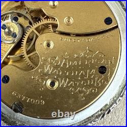 Waltham Model 1891 Size Os Charm/Pocket Watch Runs Coin Silver Case