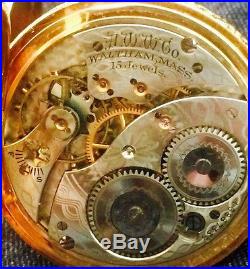 Waltham Model 1894 Pocket Watch in 14k GOLD Keystone case- working-12s-1908